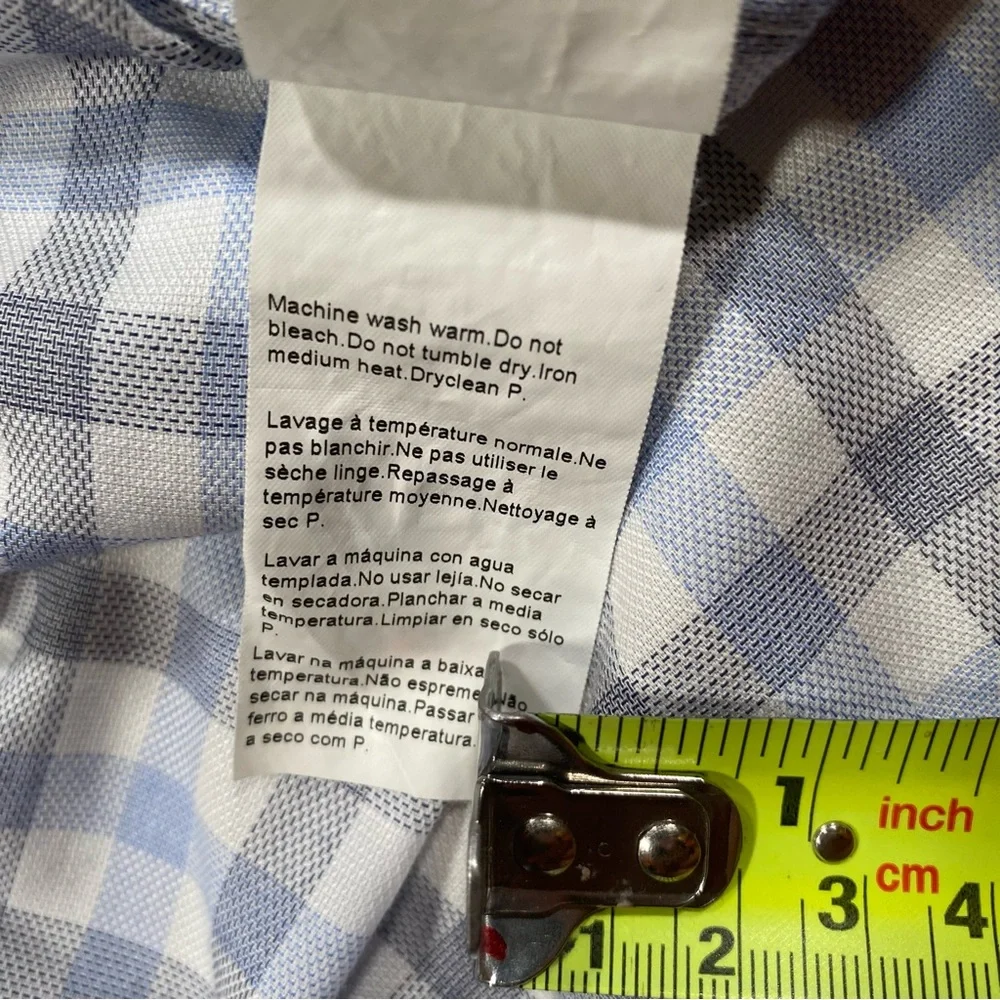 Hugo Boss Men's Dress Shirt Checkered Long Sleeve 16 1/2 34/35 Sharp Fit Blue - Picture 13 of 16